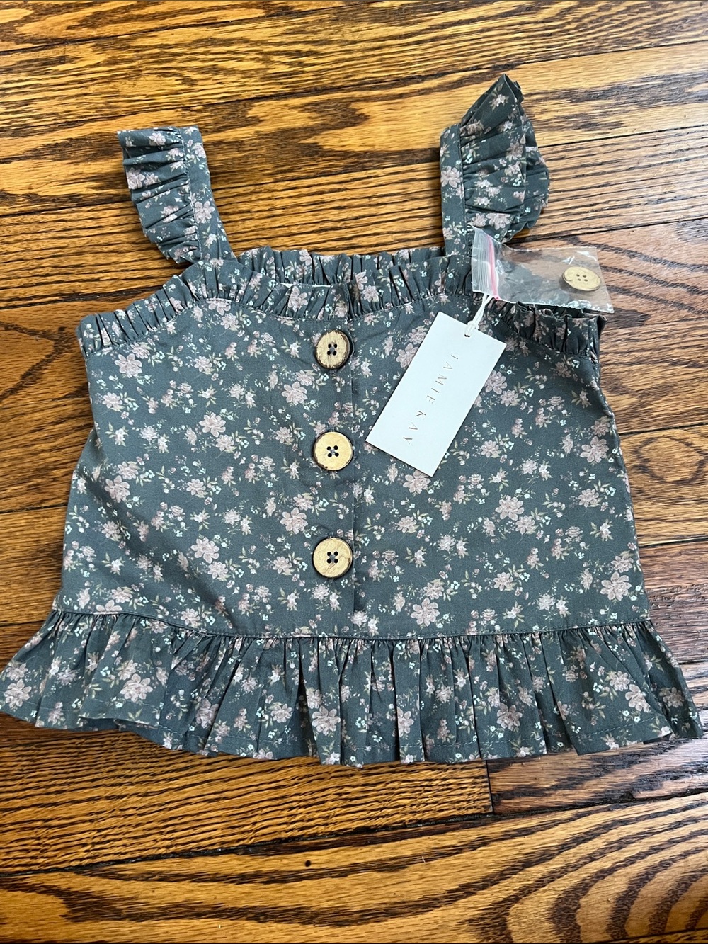 Jamie Kay Gemima Top Floral Ruffle Tank Top with Wood Buttons